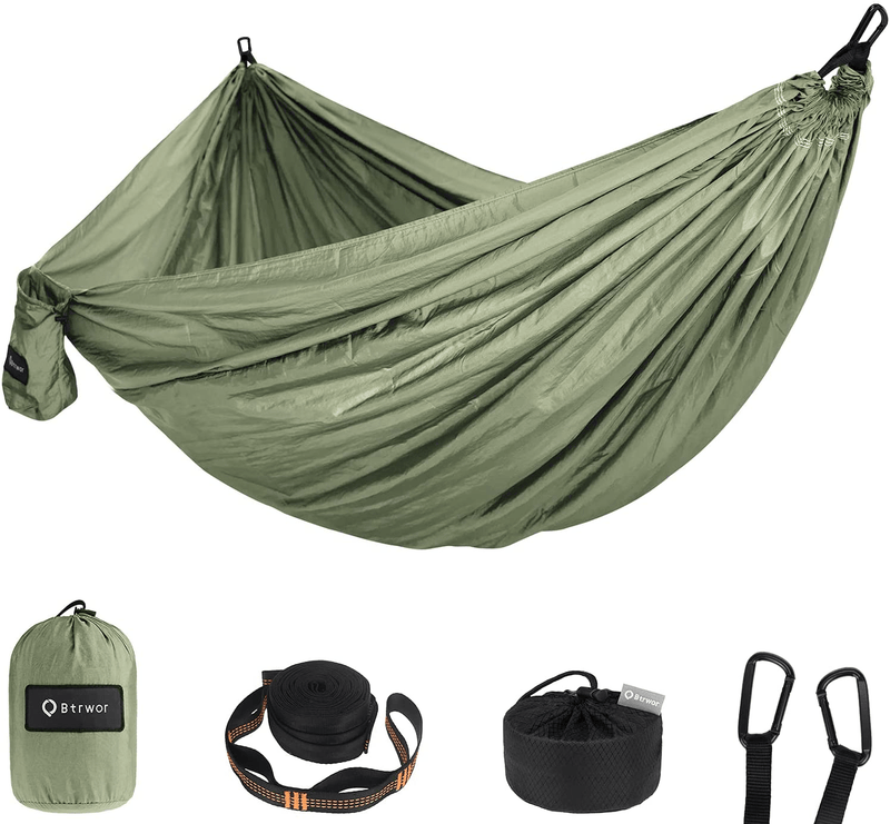 BTRWOR Hammock - Lightweight Camping Hammock - Single & Double - Breathable,Quick-Drying Portable Hammock - Backpacking Gear, Travel, and Camping Accessories Home & Garden > Lawn & Garden > Outdoor Living > Hammocks Btrwor Olive 1 Person 