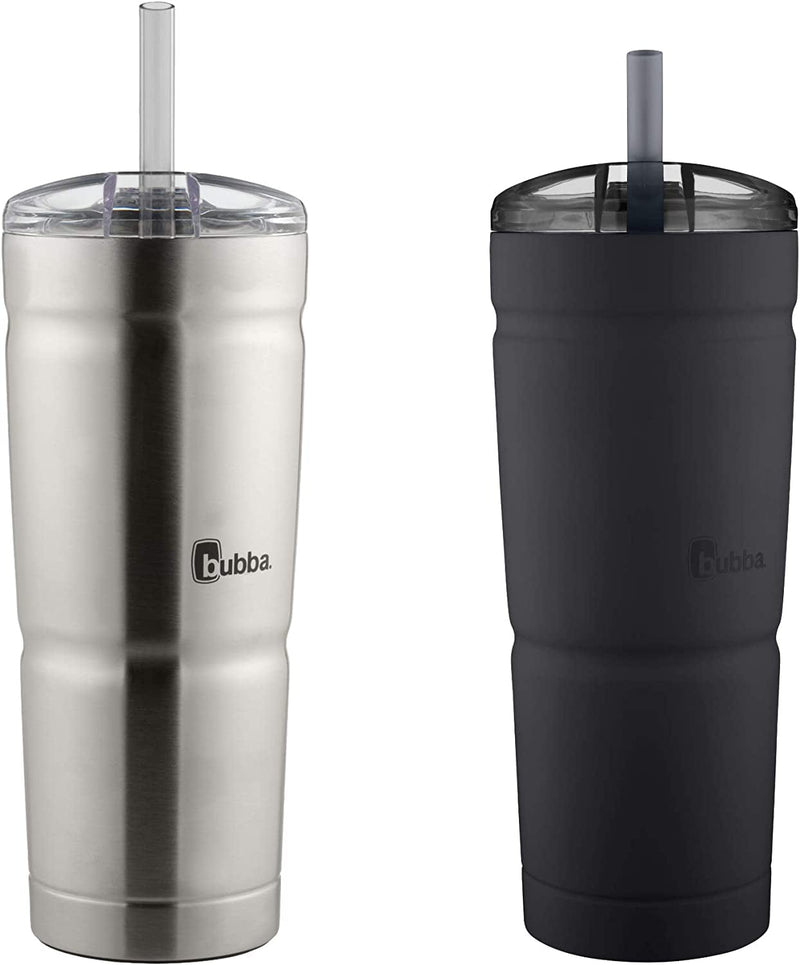 Bubba Straw Envy Vacuum-Insulated Stainless Steel Tumbler, 24 Oz., Island Teal Lid Home & Garden > Kitchen & Dining > Tableware > Drinkware BUBBA BRANDS Black & Steel 24oz 2 Pack 