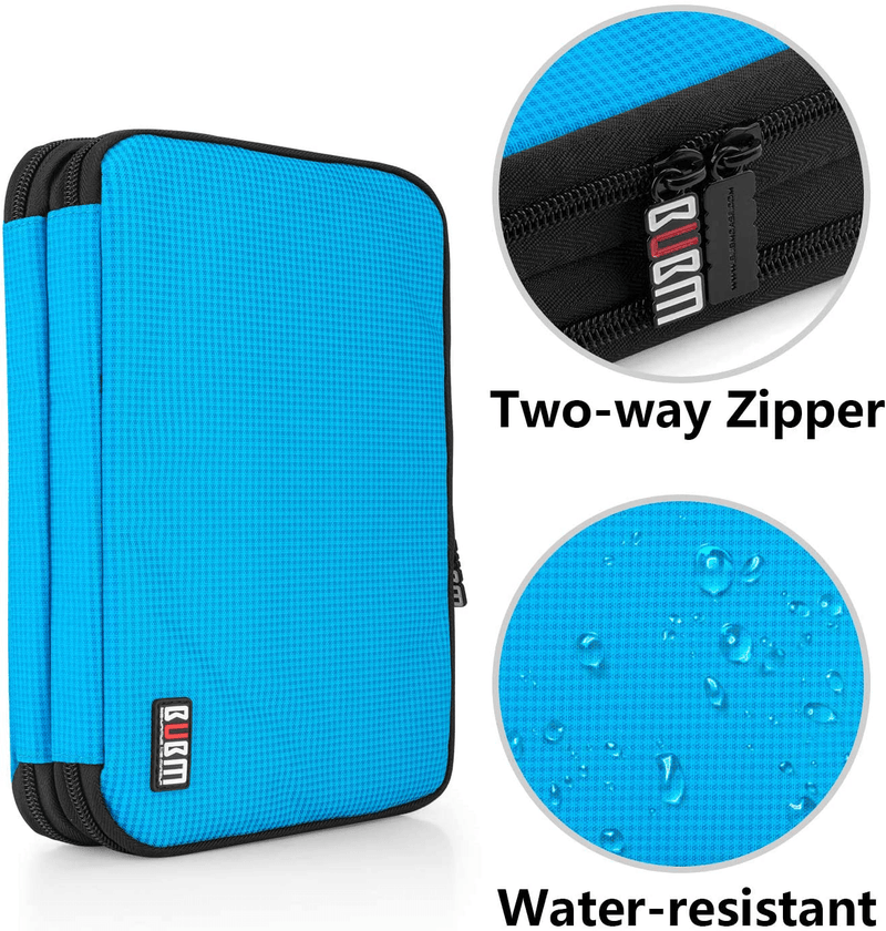 BUBM Double Layer Electronic Accessories Organizer, Travel Gadget Bag for Cables, USB Flash Drive, Plug and More, Perfect Size Fits for iPad Mini (Medium, Blue) Cameras & Optics > Camera & Optic Accessories > Camera Parts & Accessories > Camera Bags & Cases BUBM   
