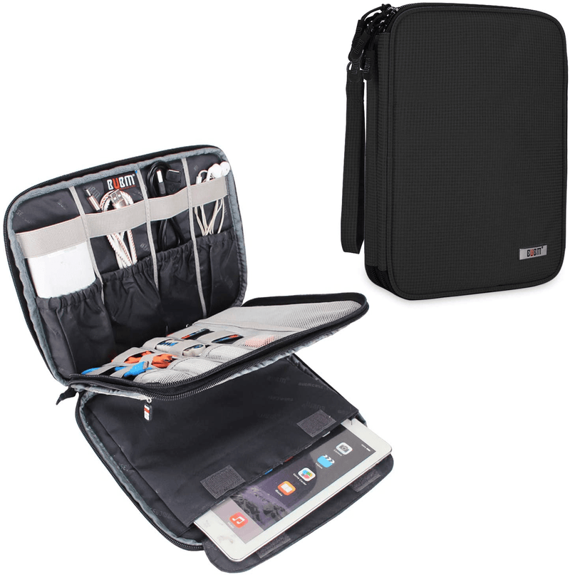 BUBM Double Layer Electronic Accessories Organizer, Travel Gadget Bag for Cables, USB Flash Drive, Plug and More, Perfect Size Fits for iPad Mini (Medium, Blue) Cameras & Optics > Camera & Optic Accessories > Camera Parts & Accessories > Camera Bags & Cases BUBM Black X-Large,2-layer 