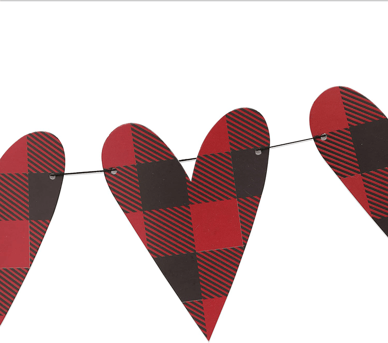 Buffalo Lattice Valentine'S Day Heart Wreath - Love Banner, Valentine'S Day Wedding, Family Fireplace Holiday Decoration, Make My Fireplace Festive for Valentine’S Day! (Red Buffalo Lattice)