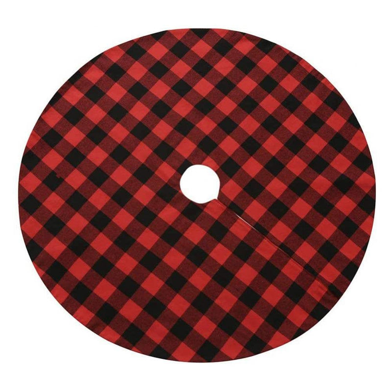 Buffalo Plaid Christmas Tree Skirt 36 In,Red Black Buffalo Check Christmas Tree Skirt for Holiday Christmas Decorations