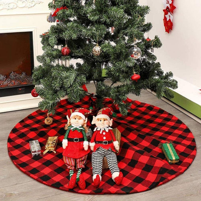 Buffalo Plaid Christmas Tree Skirt 36 In,Red Black Buffalo Check Christmas Tree Skirt for Holiday Christmas Decorations Home & Garden > Decor > Seasonal & Holiday Decorations > Christmas Tree Skirts Ardorlove 48"  