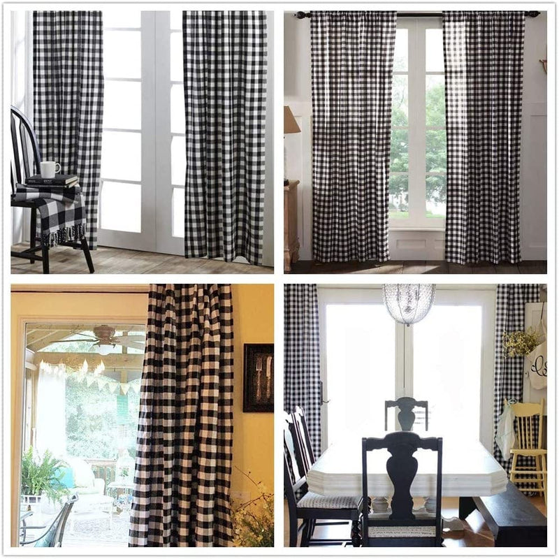 Buffalo Plaid Curtains Black and White Curtains Buffalo Check Curtains Buffalo Plaid Decor for Christmas, Thanksgiving Farmhouse Curtains for Living Room, 53X84Inch Pack of 2 Home & Garden > Decor > Window Treatments > Curtains & Drapes LGHSPOM   