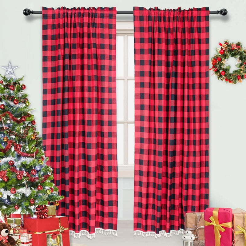 Buffalo Plaid Curtains Black and White Plaid Curtains 63 Inch Length 2 Panels 55X63-Inch Buffalo Plaid Black and White Curtains Plaid Curtains for Living Room (55"X63", Black and White) Home & Garden > Decor > Window Treatments > Curtains & Drapes DUOBAO Red and Black 55"x63" 