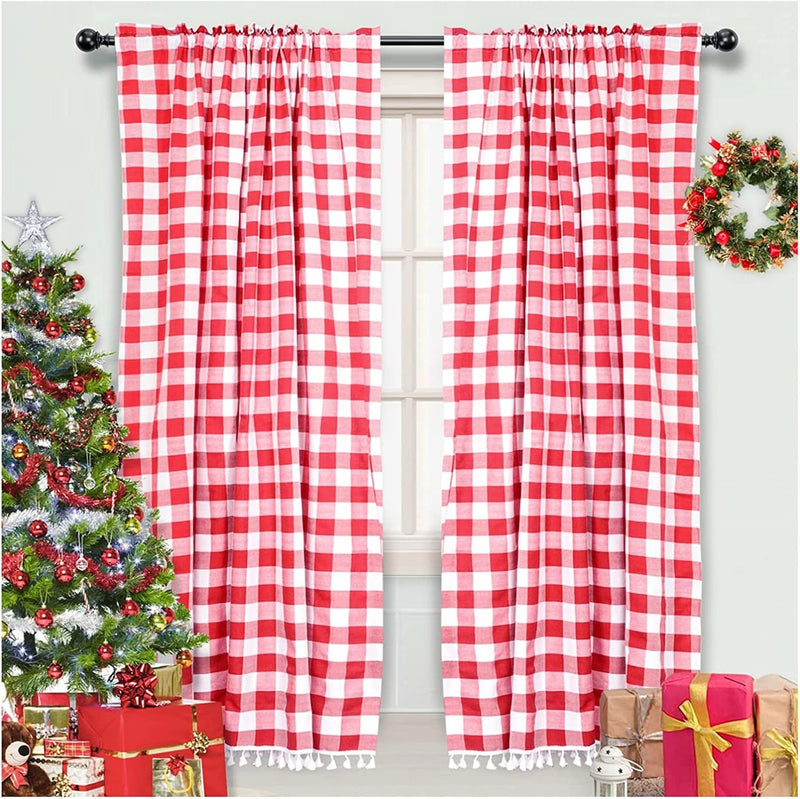 Buffalo Plaid Curtains Black and White Plaid Curtains 63 Inch Length 2 Panels 55X63-Inch Buffalo Plaid Black and White Curtains Plaid Curtains for Living Room (55"X63", Black and White) Home & Garden > Decor > Window Treatments > Curtains & Drapes DUOBAO Red and White 55"x84" 