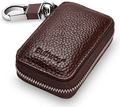 Buffway Car Key case,Genuine Leather Car Smart Key Chain Keychain Holder Metal Hook and Keyring Zipper Bag for Remote Key Fob - Black  Buffway Coffee  