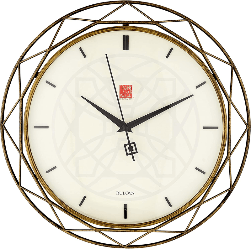Bulova Clocks C4834 Luxfer Prism 14 Inch Frank Lloyd Wright Inspired Wall Clock Home & Garden > Decor > Clocks > Wall Clocks Bulova   