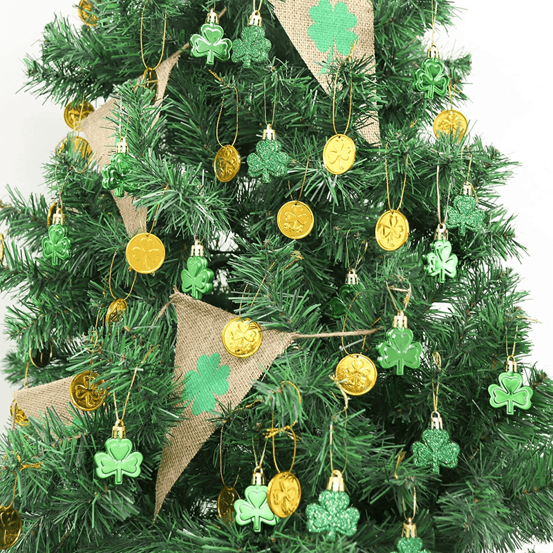 Bunny Chorus 48Pcs St Patricks Day Decorations Shamrock Ornaments and Gold Coins for Tree, Good Luck Clover Coins Hanging Decorations for Home School Office Irish Festival Party Supplies, 4 Style Arts & Entertainment > Party & Celebration > Party Supplies Bunny Chorus   