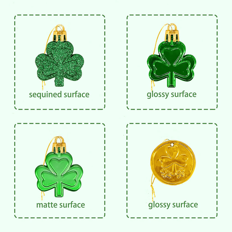 Bunny Chorus 48Pcs St Patricks Day Decorations Shamrock Ornaments and Gold Coins for Tree, Good Luck Clover Coins Hanging Decorations for Home School Office Irish Festival Party Supplies, 4 Style Arts & Entertainment > Party & Celebration > Party Supplies Bunny Chorus   