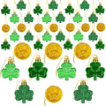 Bunny Chorus 48Pcs St Patricks Day Decorations Shamrock Ornaments and Gold Coins for Tree, Good Luck Clover Coins Hanging Decorations for Home School Office Irish Festival Party Supplies, 4 Style Arts & Entertainment > Party & Celebration > Party Supplies Bunny Chorus Green Shamrocks  