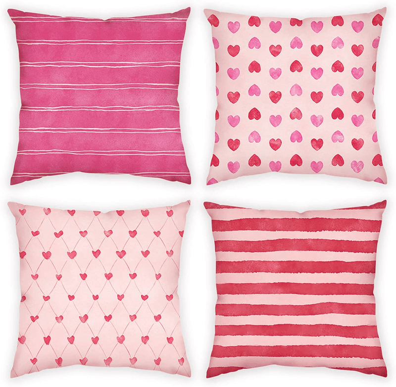 Bunny Chorus Valentine'S Day Decoratiations 18X18 Pillow Cover 4Pcs for Home, Pink Red Love Heart Decorative Pillow Covers Decor, Wedding Cushion Covers for Couch Sofa Bed Home & Garden > Decor > Chair & Sofa Cushions Bunny Chorus   