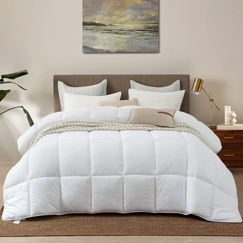 Burgandy down Alternative Comforter King Size All Season Duvet Insert, with Ultra Soft Double Brushed Microfiber Quilt Cover, Baffled Box Stitched Comforter with 8 Tabs,106X90 Inches Home & Garden > Linens & Bedding > Bedding > Quilts & Comforters Dorrin Nessin Solid White Twin-68x90 