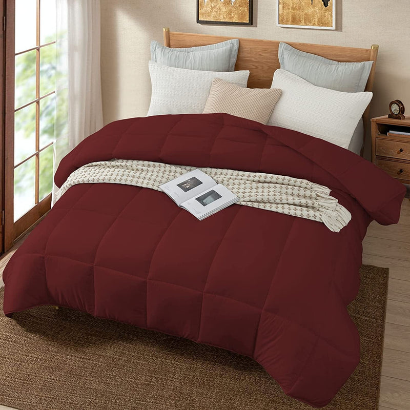 Burgandy down Alternative Comforter King Size All Season Duvet Insert, with Ultra Soft Double Brushed Microfiber Quilt Cover, Baffled Box Stitched Comforter with 8 Tabs,106X90 Inches Home & Garden > Linens & Bedding > Bedding > Quilts & Comforters Dorrin Nessin   