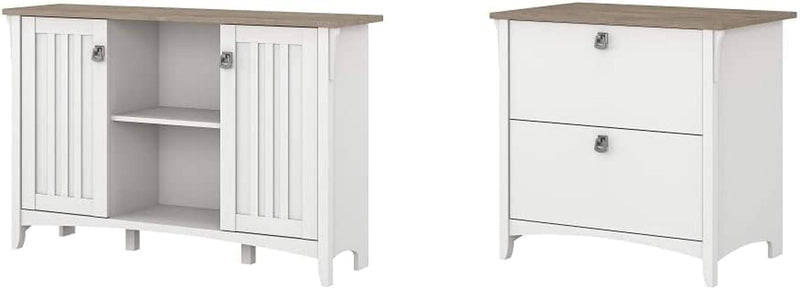 Bush Furniture Salinas Accent Storage Cabinet with Doors, Pure White and Shiplap Gray Home & Garden > Household Supplies > Storage & Organization Bush Furniture Pure White and Shiplap Gray Cabinet + File Cabinet 