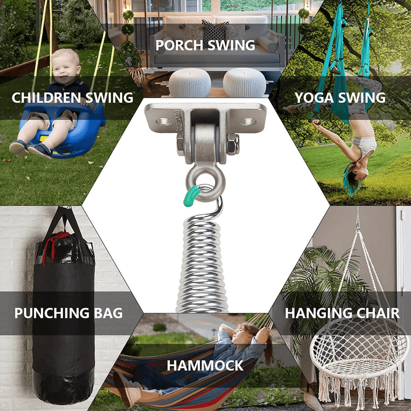 Butizone Porch Swing Hanging Kit, 304 Stainless Steel Swing Hangers and Galvanized Springs for Ceiling Mount Porch Swings and Hammock Chairs, 700 Lbs. Capacity, Set of 2 Home & Garden > Lawn & Garden > Outdoor Living > Porch Swings Butizone   