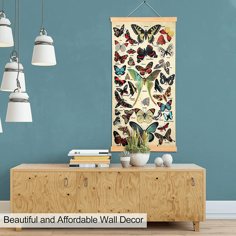 Butterflies Wall Poster Butterflies Wall Art Prints Butterfly Canvas Wall Decor Butterfly Wall Hanging for Living Room Office Classroom Bedroom Playroom Dining Room Decor, 16 X 32 Inch