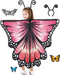 Butterfly Wings For Girls Butterfly Halloween Costume For Girls Butterfly Fairy Wings Shawl with Mask and Antenna Headband Apparel & Accessories > Costumes & Accessories > Costumes HozHoy Starry Red  