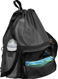 ButterFox Large Swimming Equipment Mesh Bag Drawstring Swim Gym Backpack with Separated Waterproof Dry Compartments, Dry and Wet Separated Sporting Goods > Outdoor Recreation > Boating & Water Sports > Swimming ButterFox Black  
