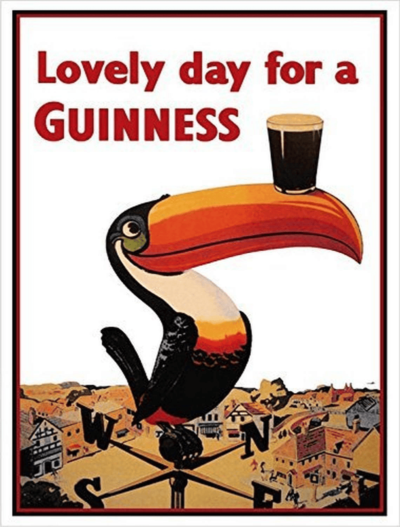 Buyartforless Guinness Beer Lovely Day Toucan on Weather-Vane 36x24 GICLEE Advertising Art Print Poster Irish Stout Brew Home & Garden > Decor > Artwork > Posters, Prints, & Visual Artwork Buyartforless   