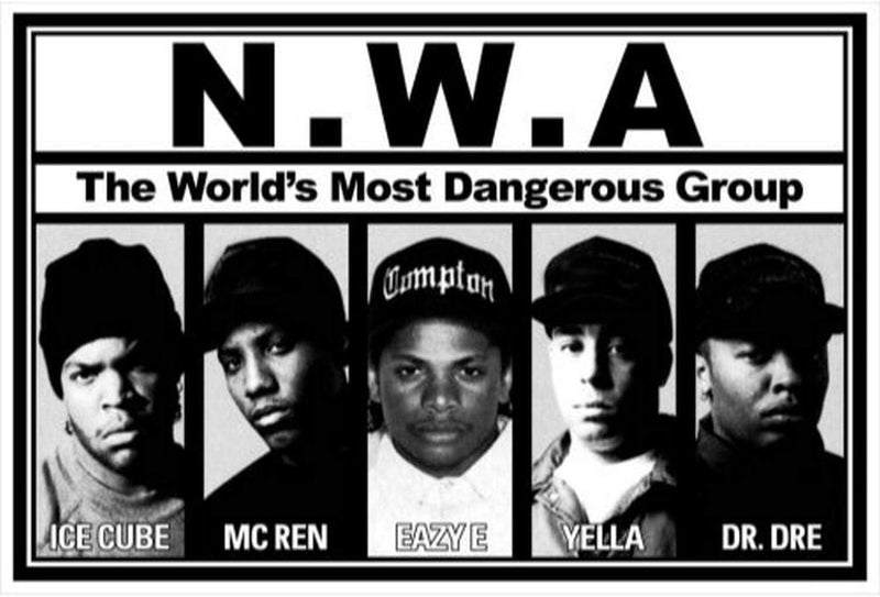 Buyartforless N.W.A. Lineup 36X24 Music Art Print Poster - Ice Cube - MC Ren - Eazy E - Yella - Dr Dre, Black, White, Gray, (PW 51565) Home & Garden > Decor > Artwork > Posters, Prints, & Visual Artwork Buyartforless   