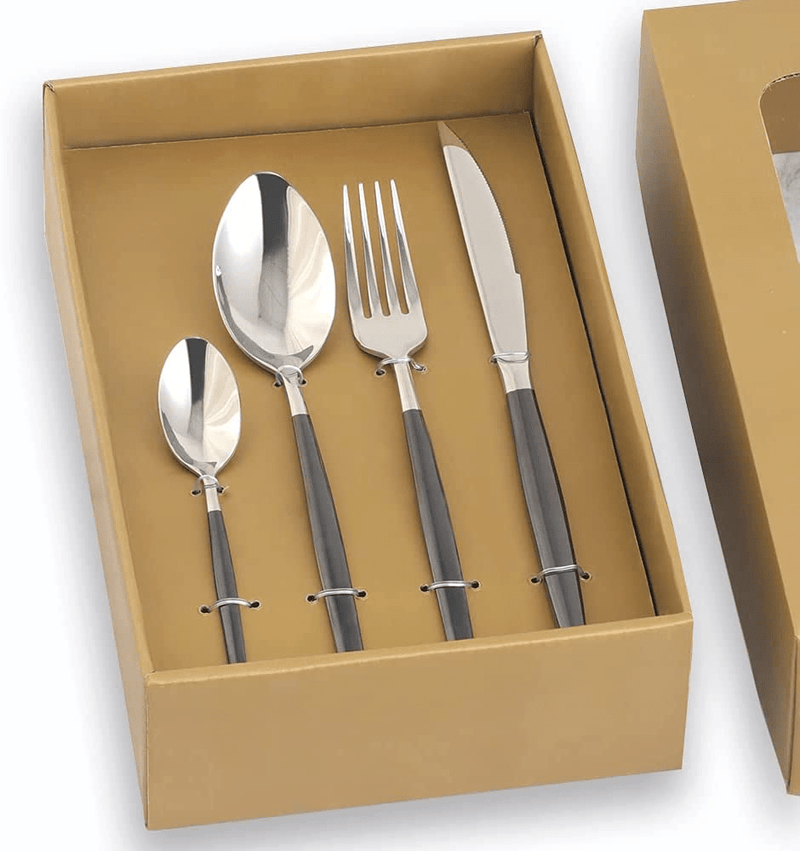 Buyer Star Flatware Set, 20-Piece Stainless Steel Silverware Cutlery Set Service for 5, Red Handle Gold Dishes Dinnerware Set with Gift Box, Mirror Finish Home & Garden > Kitchen & Dining > Tableware > Flatware > Flatware Sets Buyer Star Black Handle  