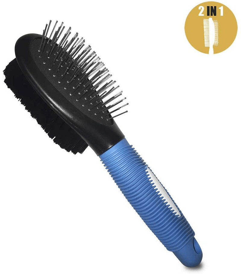 BV Dog Brush and Cat Brush, Pet Grooming Comb, 2 Sided Bristle and Pin for Long and Short Hair Dog, Removing Shedding Hair