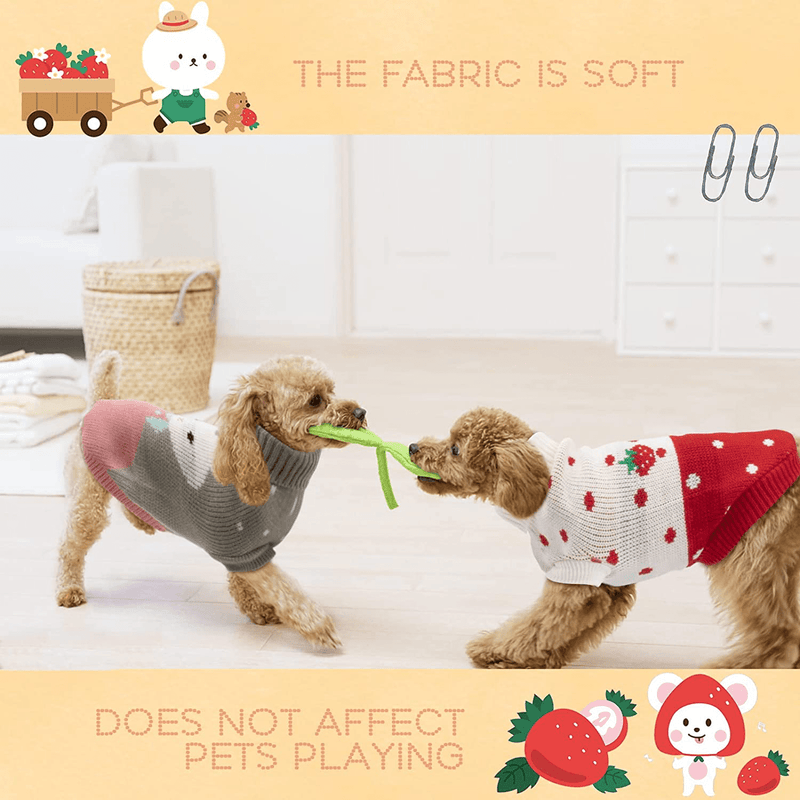 BWOGUE 2 Packs Small Dog Sweater Knitted Puppy Sweater Warm Winter Kitten Clothes Cat Sweater Clothes Cute Strawberry and Rabbit Doggie Sweaters for Small Medium Dogs Girls Boys Animals & Pet Supplies > Pet Supplies > Cat Supplies > Cat Apparel BWOGUE   