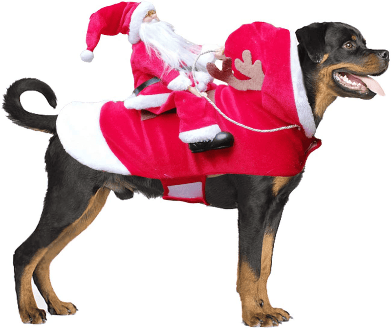 BWOGUE Santa Dog Costume Christmas Pet Clothes Santa Claus Riding Pet Cosplay Costumes Party Dressing up Dogs Cats Outfit for Small Medium Large Dogs Cats Animals & Pet Supplies > Pet Supplies > Dog Supplies > Dog Apparel BWOGUE XXL(Neck:20.4-25.6'' Chest:24-32.3")  