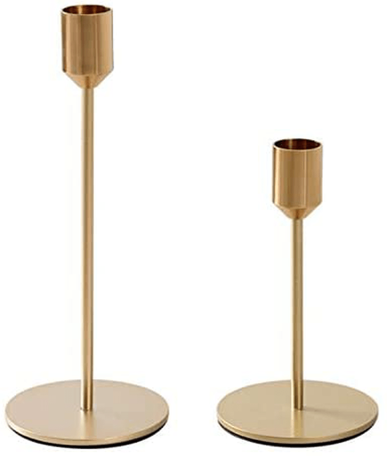 BWRMHME New Modern Metal Gold Candlestick Holders Wedding Decoration Skinny Tapered Candlestick Holder Home Decor Bar Party Candle Holders (S+L) Home & Garden > Decor > Home Fragrance Accessories > Candle Holders gentletime S+L  