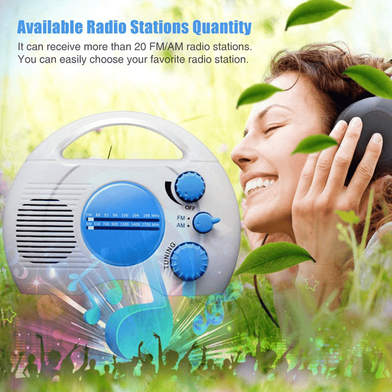 BWWNBY Shower Radio, Mini Portable AM FM Waterproof Shower Radio with Top Handle Hanging, Built in Speaker Audio for Bathroom,Pool,Kitchen,Hot Tub,Outdoors,Indoors(Blue) Sporting Goods > Outdoor Recreation > Camping & Hiking > Portable Toilets & Showers BWWNBY   