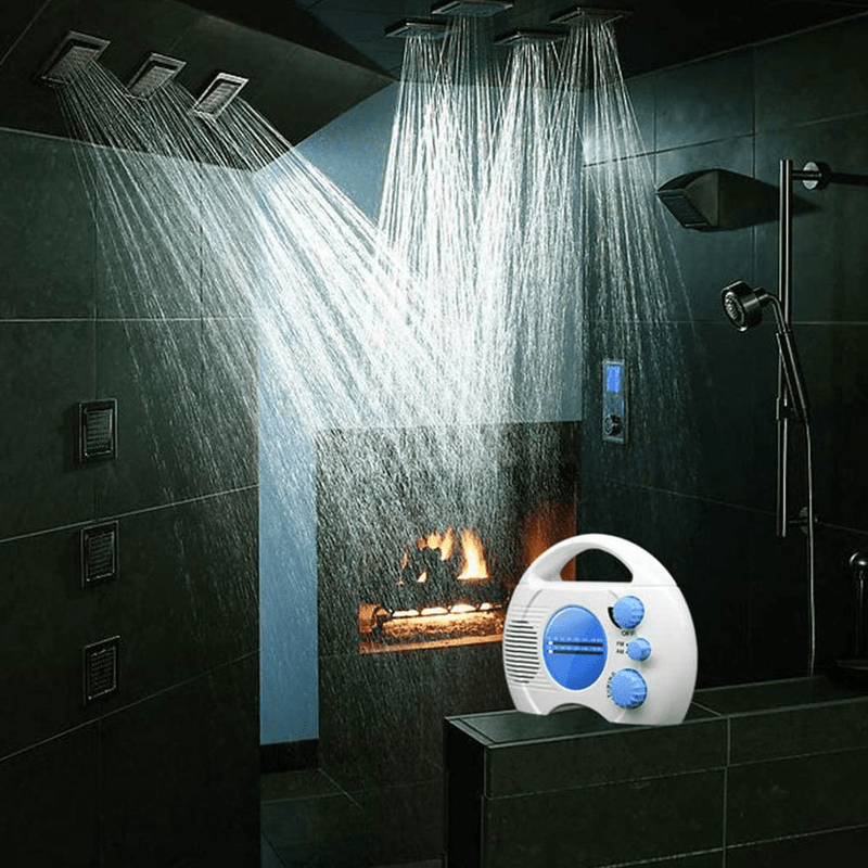 BWWNBY Shower Radio, Mini Portable AM FM Waterproof Shower Radio with Top Handle Hanging, Built in Speaker Audio for Bathroom,Pool,Kitchen,Hot Tub,Outdoors,Indoors(Blue) Sporting Goods > Outdoor Recreation > Camping & Hiking > Portable Toilets & Showers BWWNBY   