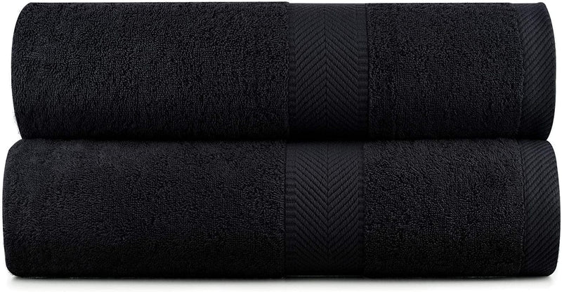 BY LORA Terry Towels, Bath Towels, Navy Blue, Set of 2 Home & Garden > Linens & Bedding > Towels BY LORA Black Bath Sheet 2-Pack 