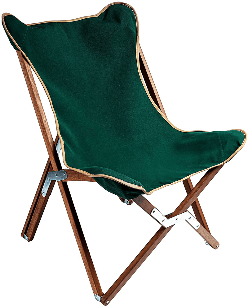 BYER of MAINE, Butterfly Chair, Easy to Fold and Carry, Hardwood, Sling Chair, Wood Beach Chair, Perfect for Camping, Matching Furniture in the Pangean Line, 34" H X 23" W, 27" D, Single, Green Sporting Goods > Outdoor Recreation > Camping & Hiking > Camp Furniture BYER OF MAINE Green  