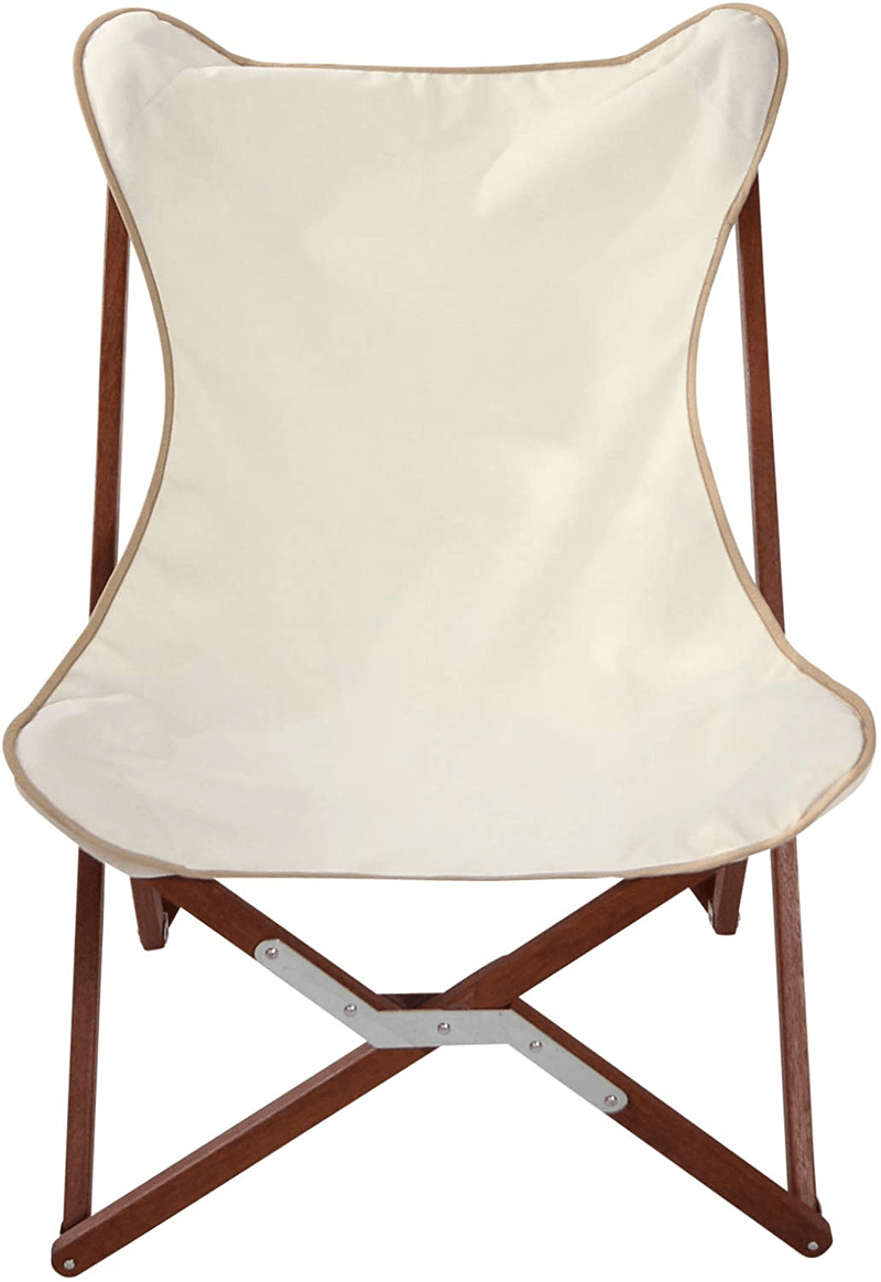 BYER of MAINE, Butterfly Chair, Easy to Fold and Carry, Hardwood, Sling Chair, Wood Beach Chair, Perfect for Camping, Matching Furniture with Pangean Line, 34" H X 23" W, 27" D, Single, Natural Sporting Goods > Outdoor Recreation > Camping & Hiking > Camp Furniture BYER OF MAINE   