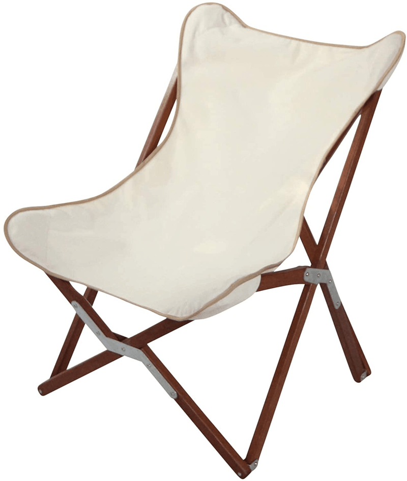 BYER of MAINE, Butterfly Chair, Easy to Fold and Carry, Hardwood, Sling Chair, Wood Beach Chair, Perfect for Camping, Matching Furniture with Pangean Line, 34" H X 23" W, 27" D, Single, Natural Sporting Goods > Outdoor Recreation > Camping & Hiking > Camp Furniture BYER OF MAINE   