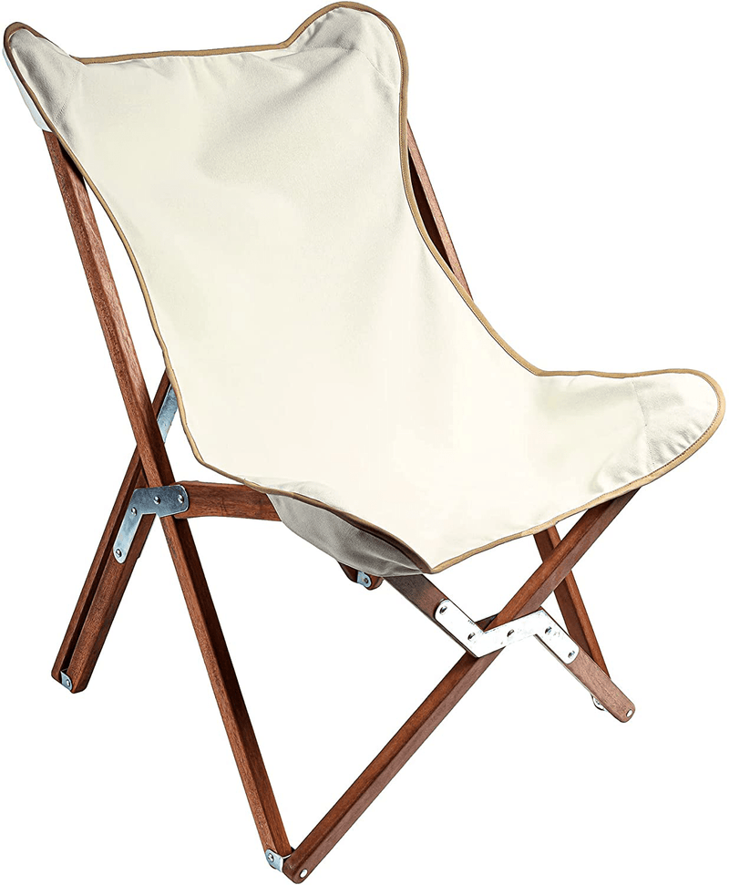 BYER of MAINE, Butterfly Chair, Easy to Fold and Carry, Hardwood, Sling Chair, Wood Beach Chair, Perfect for Camping, Matching Furniture with Pangean Line, 34" H X 23" W, 27" D, Single, Natural