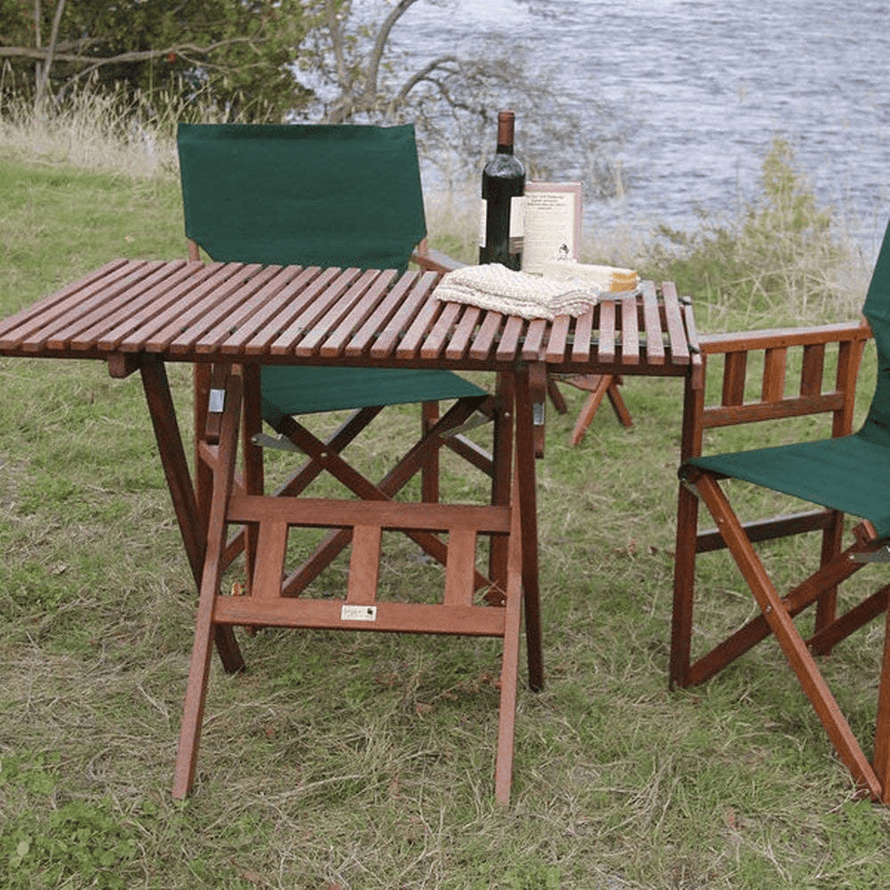 BYER of MAINE Pangean Roll Top Folding Wood Table, Bistro Table, Use Indoors or Out, Hardwood Portable Table, Deck Table, Wooden Camp Table, Matches Pangean Furniture Line, Wood Camping Table