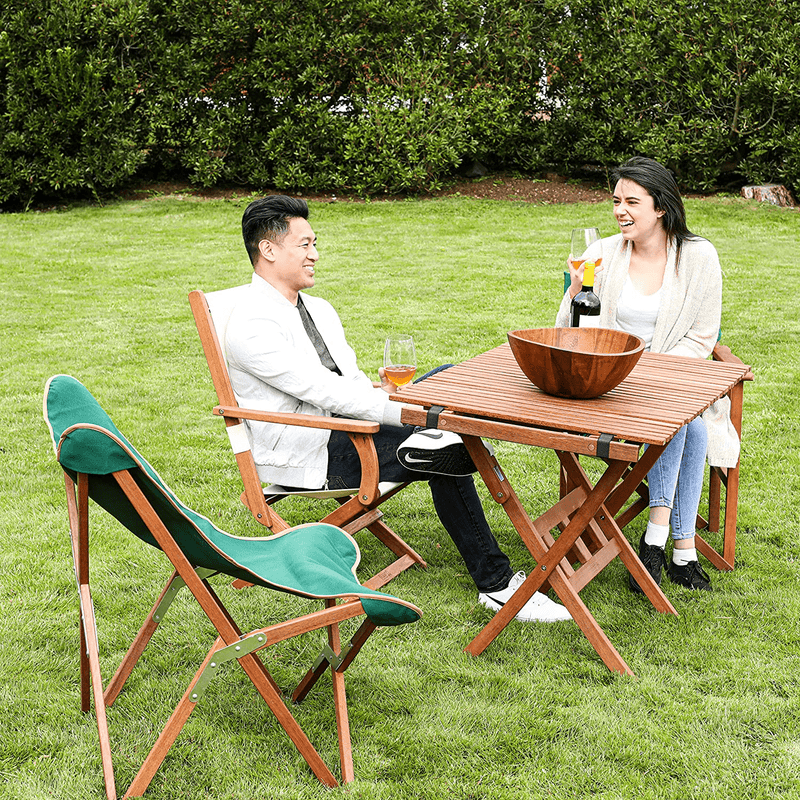 BYER of MAINE Pangean Roll Top Folding Wood Table, Bistro Table, Use Indoors or Out, Hardwood Portable Table, Deck Table, Wooden Camp Table, Matches Pangean Furniture Line, Wood Camping Table