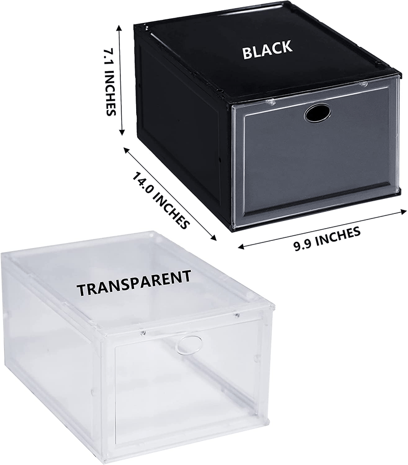 BYFU 3 Pack Shoe Organizer Stackable, Plastic Shoe Storage Box Sneaker Box for Men Women Shoe, Shoe Container (Black)