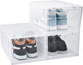 BYFU 3 Pack Shoe Organizer Stackable, Plastic Shoe Storage Box Sneaker Box for Men Women Shoe, Shoe Container (Black) Furniture > Cabinets & Storage > Armoires & Wardrobes BYFU Transparent 3 