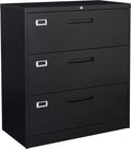 BYNSOE File Cabinet with Lock 2 Drawer Vertical File Cabinets for Legal/Letter A4 Size Metal Filing Storage Cabinet for Office Home Requires Assembly (2 Drawers, Black) Home & Garden > Household Supplies > Storage & Organization BY Black 3 drawers 