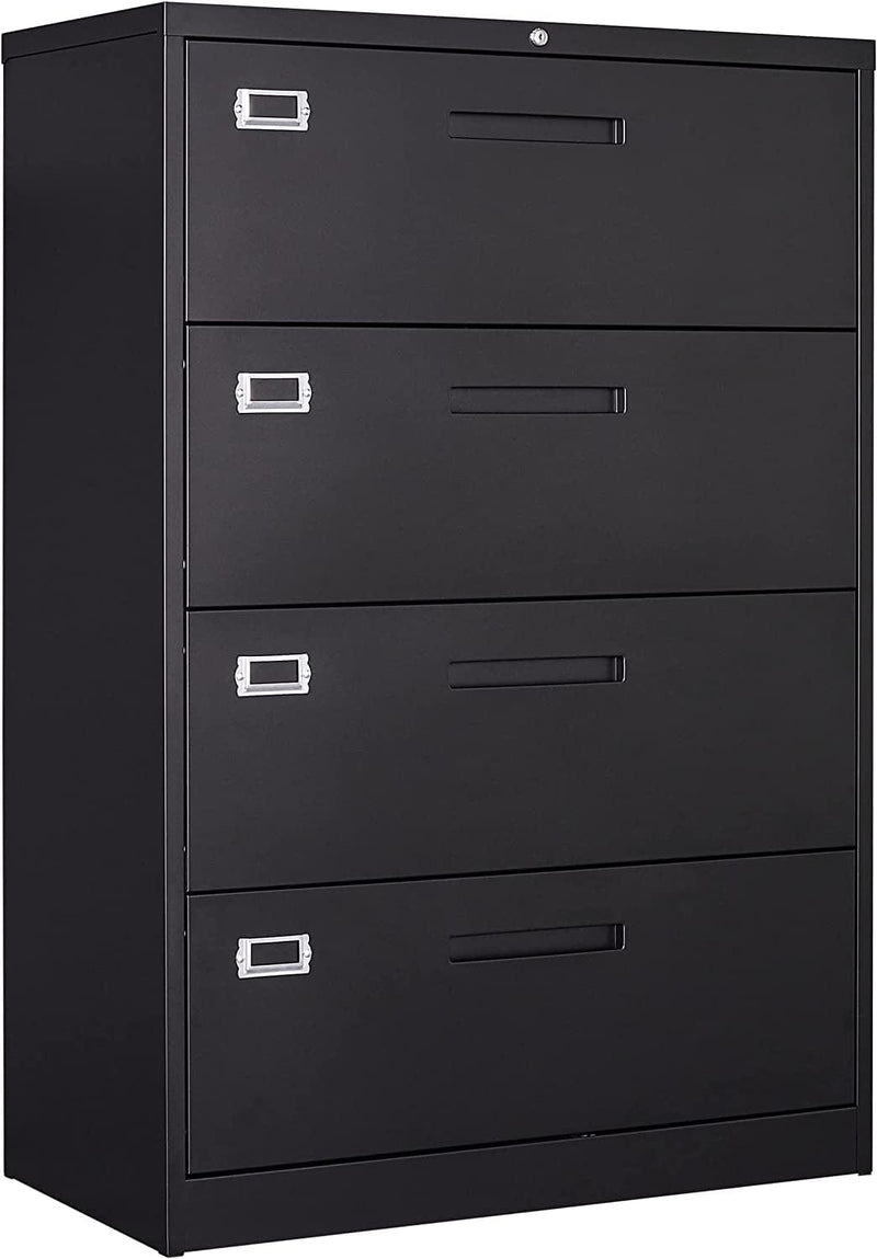 BYNSOE File Cabinet with Lock 2 Drawer Vertical File Cabinets for Legal/Letter A4 Size Metal Filing Storage Cabinet for Office Home Requires Assembly (2 Drawers, Black) Home & Garden > Household Supplies > Storage & Organization BY Black 4 drawers 