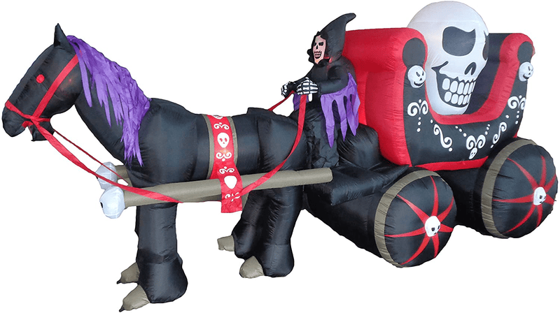BZB Goods 12 Foot Long Halloween Inflatable Carriage with Skeleton Ghost Skull Lights Decor Outdoor Indoor Holiday Decorations, Blow up Lighted Yard Decor, Lawn Inflatables Home Family Outside Home & Garden > Decor > Seasonal & Holiday Decorations& Garden > Decor > Seasonal & Holiday Decorations BZB Goods   