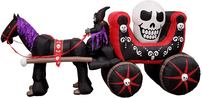 BZB Goods 12 Foot Long Halloween Inflatable Carriage with Skeleton Ghost Skull Lights Decor Outdoor Indoor Holiday Decorations, Blow up Lighted Yard Decor, Lawn Inflatables Home Family Outside Home & Garden > Decor > Seasonal & Holiday Decorations& Garden > Decor > Seasonal & Holiday Decorations BZB Goods   