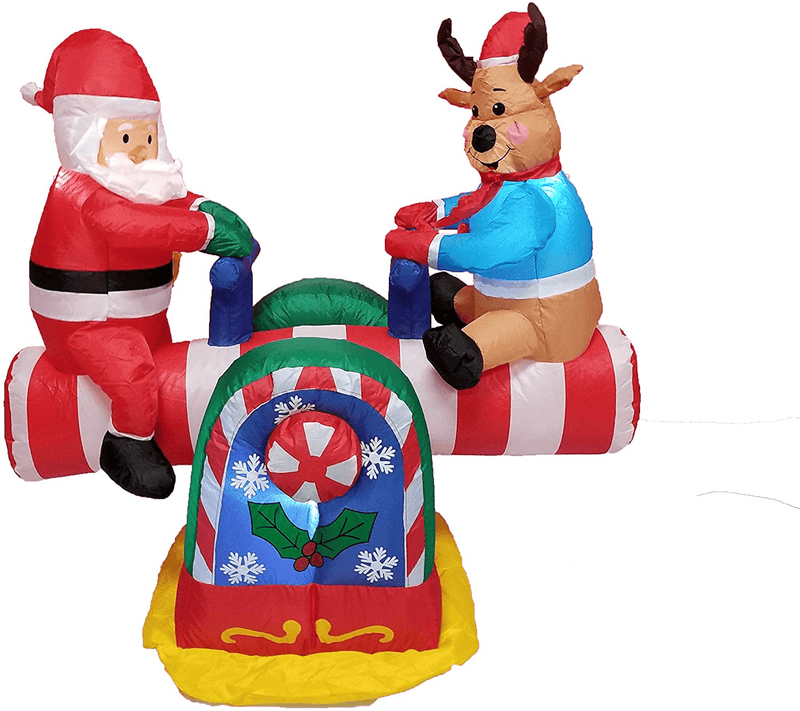 BZB Goods 4 Foot Animated Christmas Inflatable Santa Claus and Reindeer on Teeter Totter Outdoor Yard Decoration Home & Garden > Decor > Seasonal & Holiday Decorations& Garden > Decor > Seasonal & Holiday Decorations BZB Goods   