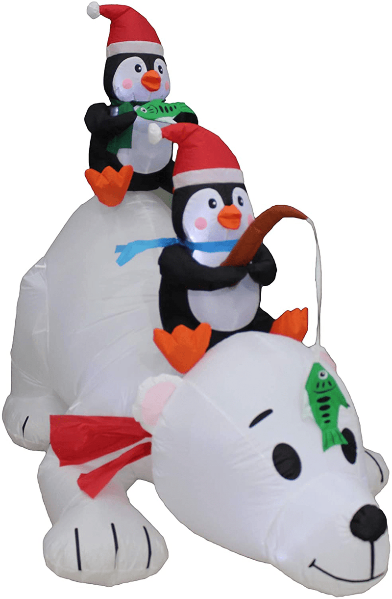 BZB Goods 6 Foot Long Christmas Inflatable Penguins Fishing on Polar Bear LED Lights Outdoor Indoor Holiday Decorations, Blow up Lighted Yard Decor, Lawn Inflatables Home Family Outside Home & Garden > Decor > Seasonal & Holiday Decorations& Garden > Decor > Seasonal & Holiday Decorations BZB Goods   