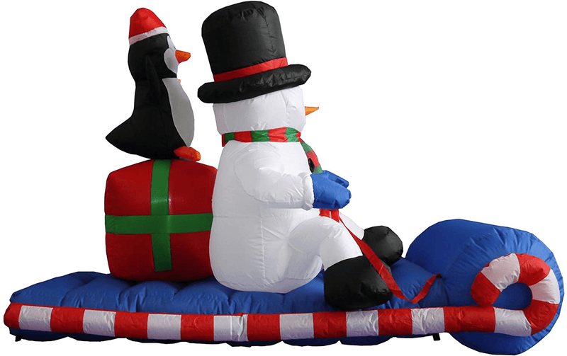 BZB Goods 6 Foot Long Christmas Inflatable Snowman Snowmen Penguin on Sleigh LED Lights Outdoor Indoor Holiday Decorations Blow up Lawn Inflatables Home Family Decor Yard Decoration Home & Garden > Decor > Seasonal & Holiday Decorations& Garden > Decor > Seasonal & Holiday Decorations BZB Goods   