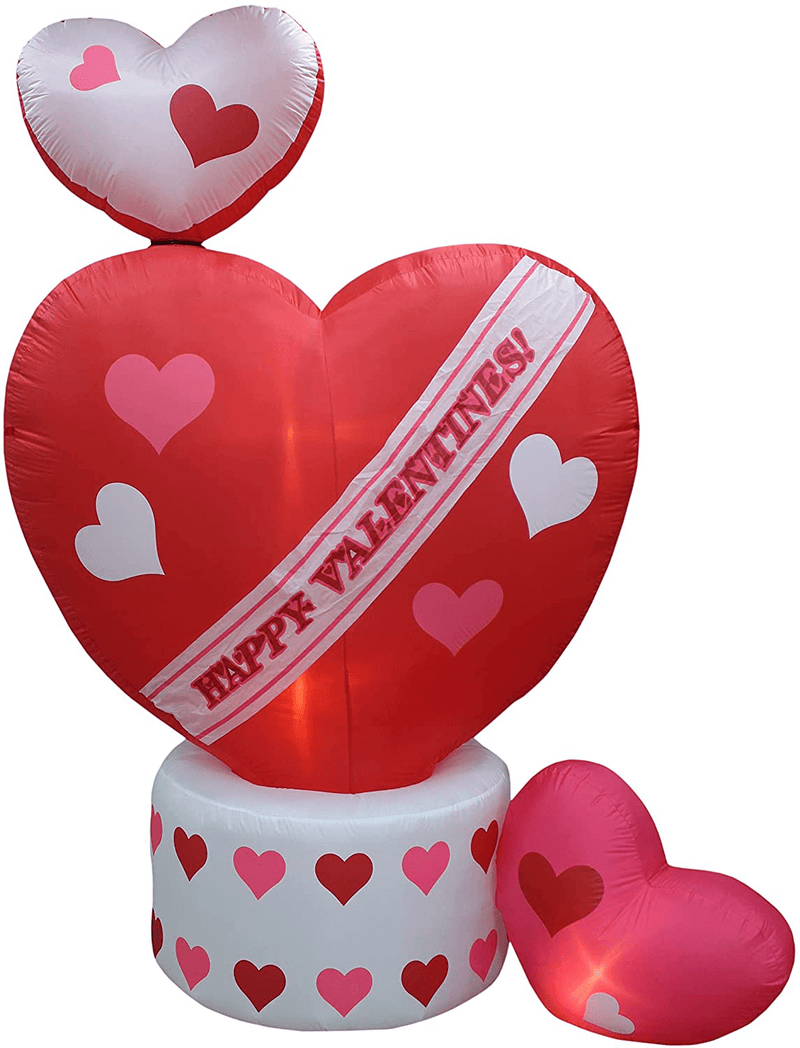 BZB Goods 8 Foot Animated Inflatable Valentine'S Hearts W/Top Heart Rotating - Romantic Valentines Gift for Couples, Idea, Blow up Lighted Decor Indoor Outdoor Holiday Art Decor Decorations Home & Garden > Decor > Seasonal & Holiday Decorations BZB Goods   