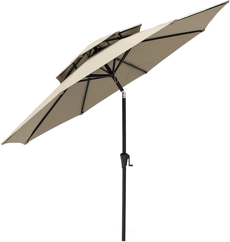 C-Hopetree 10 ft Diameter Outdoor Patio Table Market Umbrella with Push Button Tilt, Taupe Home & Garden > Lawn & Garden > Outdoor Living > Outdoor Umbrella & Sunshade Accessories C-Hopetree Taupe 9' 